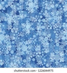 Seamless pattern. snowflakes among the round spots and winter camouflage.