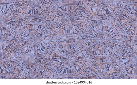 Seamless pattern. Snowflakes arranged in a honeycomb structure. Randomly painted elements. Ice crystals.