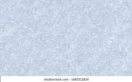 Seamless pattern. Snowflakes arranged in a honeycomb structure. Randomly painted elements. Ice crystals. The picture contains ascending dynamic groups of elements.
