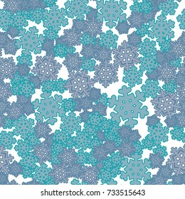 Seamless pattern. Snowflakes are arranged in random order.