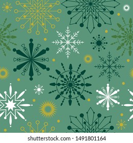 Seamless pattern snowflakes background, vector illustration