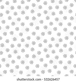 Seamless pattern with snowflakes. Black and grey snow on white background. Cute background for your design (wallpaper, fabric, wrapping paper). Symbol of winter, Merry Christmas, Happy New Year.