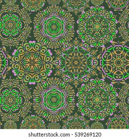 Seamless pattern with snowflakes. Blow snow texture pattern on green background. Winter weather. Winter background. Windstorm. Abstract snowstorm with snowflakes. Winter mood background.