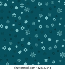 Seamless pattern with snowflakes. Blue color scheme.