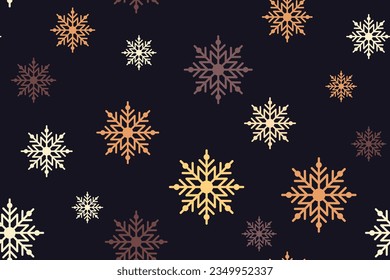 Seamless pattern of snowflakes in boho style color. Festive original non-traditional background.