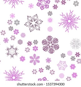 Seamless pattern. Snowflakes. Chaos. White background. Editable.