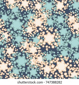 Seamless pattern. Snowflakes in a chaotic vortex. Figure for use in three-dimensional graphics, textiles and design. Five colors.