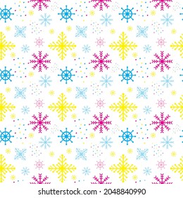 seamless pattern with snowflakes. Chrisrmas background. multicolored snowflakes on a white background