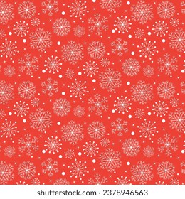 Nahtlose Muster von Schneeflocken, Weihnachtsdesign für Grußkarten. Vektorgrafik, frohe xmas-Schneefacktbacken-Kopfzeile oder Banner, Tapete- oder Hintergrund-Dekor