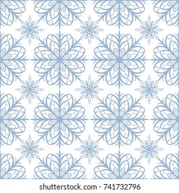Seamless pattern of snowflakes. Christmas ornament.