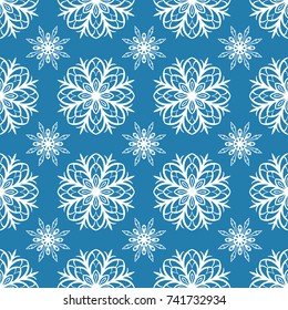 Seamless pattern of snowflakes. Christmas ornament.