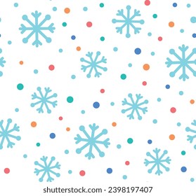 Nahtloses Muster mit Schneeflocken und bunten Konfetti. VektorWinterhintergrund	