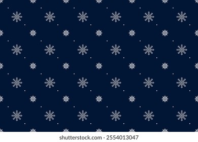 Seamless pattern with snowflakes, dark blue background. Christmas pattern. Vector illustration