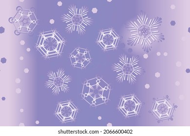 Seamless pattern with snowflakes in delicate color lilac gradient