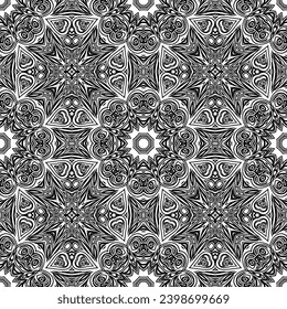 Seamless pattern of snowflakes doodle. Winter holiday decoration in sketch style. Hand drawn vector illustration.