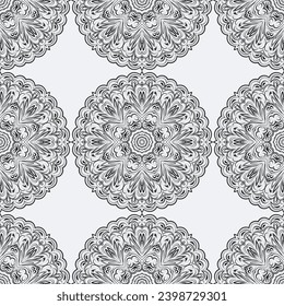 Seamless pattern of snowflakes doodle. Winter holiday decoration in sketch style. Hand drawn vector illustration.