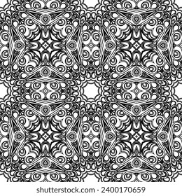 Seamless pattern of snowflakes doodle. Winter holiday decoration in sketch style. Hand drawn vector illustration.