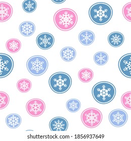 Seamless pattern with snowflakes. Flat design.  Holiday New Year or Christmas vector illustration. Design element for banner, wallpaper, wrapping paper or fabric.