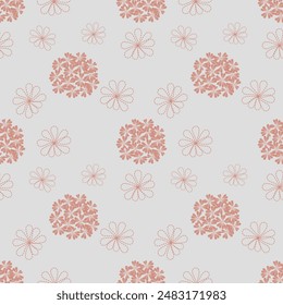Seamless pattern with snowflakes, flowers, and Christmas decorations