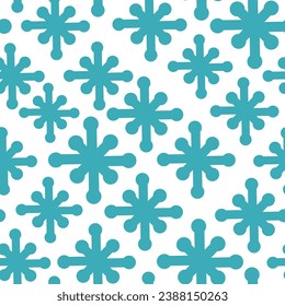 Nahtlose Muster von Schneeflocken Blumen Sterne im Doodle-Stil. Vorlage für Druck, Hintergrund, Tapete, Stoff, Färbung, Header, Artikel, Kinderbuch, Spielzeug, Dekoration.