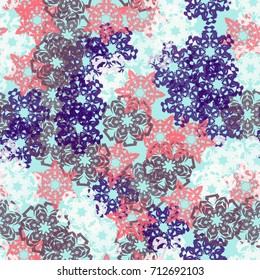 Seamless pattern. Snowflakes forming a chaotic pattern of glamorous camouflage. The picture is intended for clothing and a background for celebrating the identity.