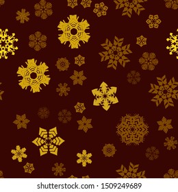 Seamless pattern. Snowflakes. Golden chaos. Editable.