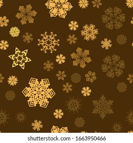 Nahtloses Muster. Schneeflocken. Goldenes Chaos. Bearbeitbar.