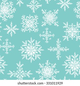 Seamless pattern with snowflakes. Hand drawn. Vector illustration