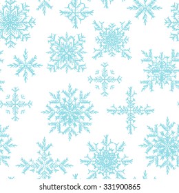 Seamless  pattern with snowflakes. Hand drawn. Vector illustration