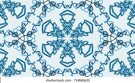 Seamless pattern. Snowflakes in honeycombs. Christmas background.