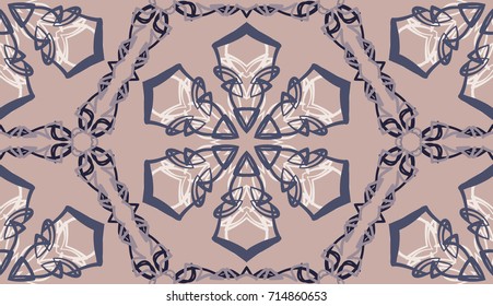 Seamless pattern. Snowflakes in honeycombs. Christmas background.