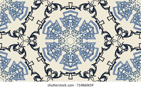 Seamless pattern. Snowflakes in honeycombs. Christmas background.
