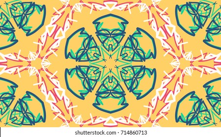 Seamless pattern. Snowflakes in honeycombs. Christmas background.