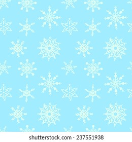 Seamless pattern of snowflakes light blue on a blue background. Can be used in the design of the cover, books, CDs, advertising, website background.