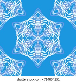 Seamless pattern. Snowflakes lined diagonally. New Year's background.