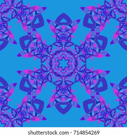 Seamless pattern. Snowflakes lined diagonally. New Year's background.