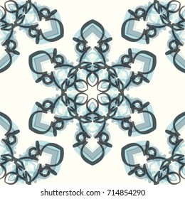 Seamless pattern. Snowflakes lined diagonally. New Year's background.