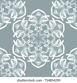 Seamless pattern. Snowflakes lined diagonally. New Year's background.