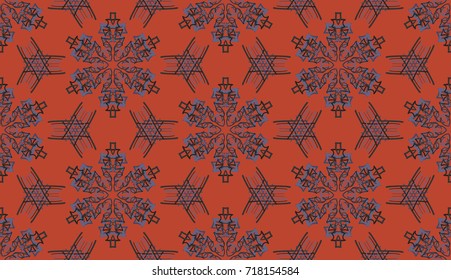 Seamless pattern. Snowflakes lined up like honeycombs. Celebratory background. For textiles, postcards and congratulations.