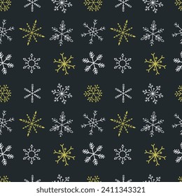 Seamless pattern with snowflakes. Modern winter background. Vector illustration