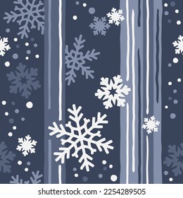 Patrón sin foco de copos de nieve en colores azul pastel neutro