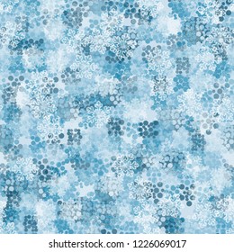 Seamless pattern. Snowflakes on the background of ice camouflage.