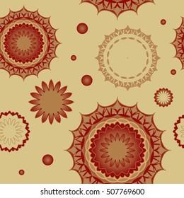 Seamless pattern of snowflakes on a beige background