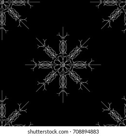 seamless pattern  snowflakes on black background