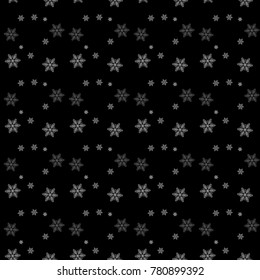 Seamless pattern of snowflakes on a black background