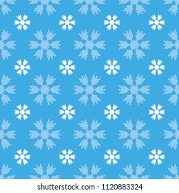 Seamless pattern with snowflakes on blue