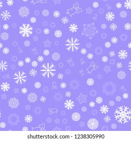 Seamless pattern of snowflakes on a blue background