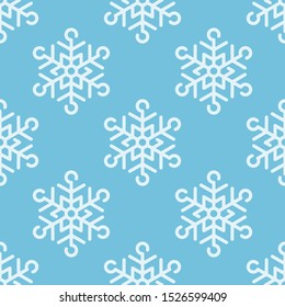 Seamless pattern with snowflakes on blue background. Vector texture.