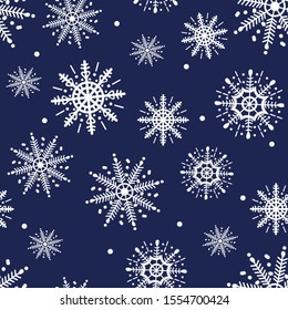seamless pattern with snowflakes on a blue background