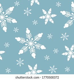 Seamless pattern of snowflakes on a blue background vector illustration	